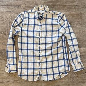 J. Crew Factory Blue and Cream Plaid Women's Button Down Shirt